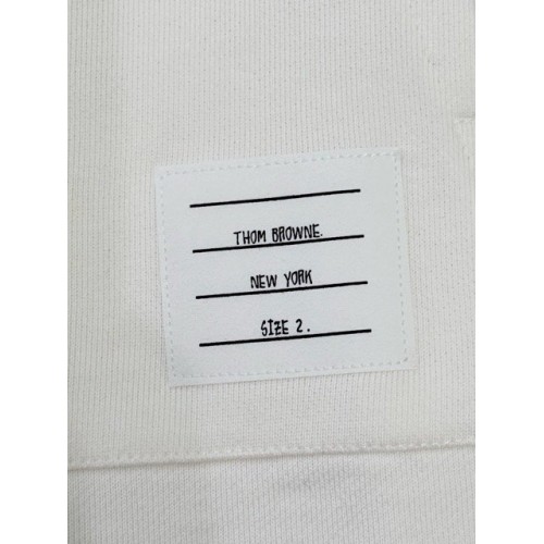 THOM BROWNE Pocket Blue Stripe Crewneck Sweatshirt - White THOM BROWNE Pocket Blue Stripe Crewneck Sweatshirt - White
